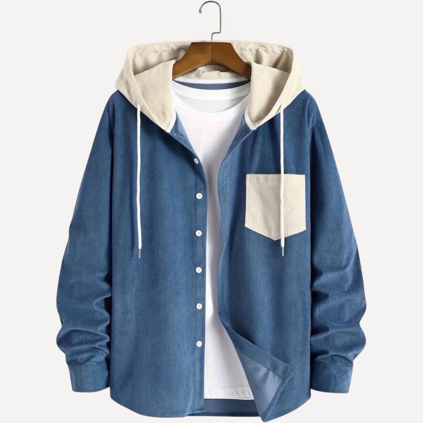 Chaqueta Corduroy Bicolor con Capucha