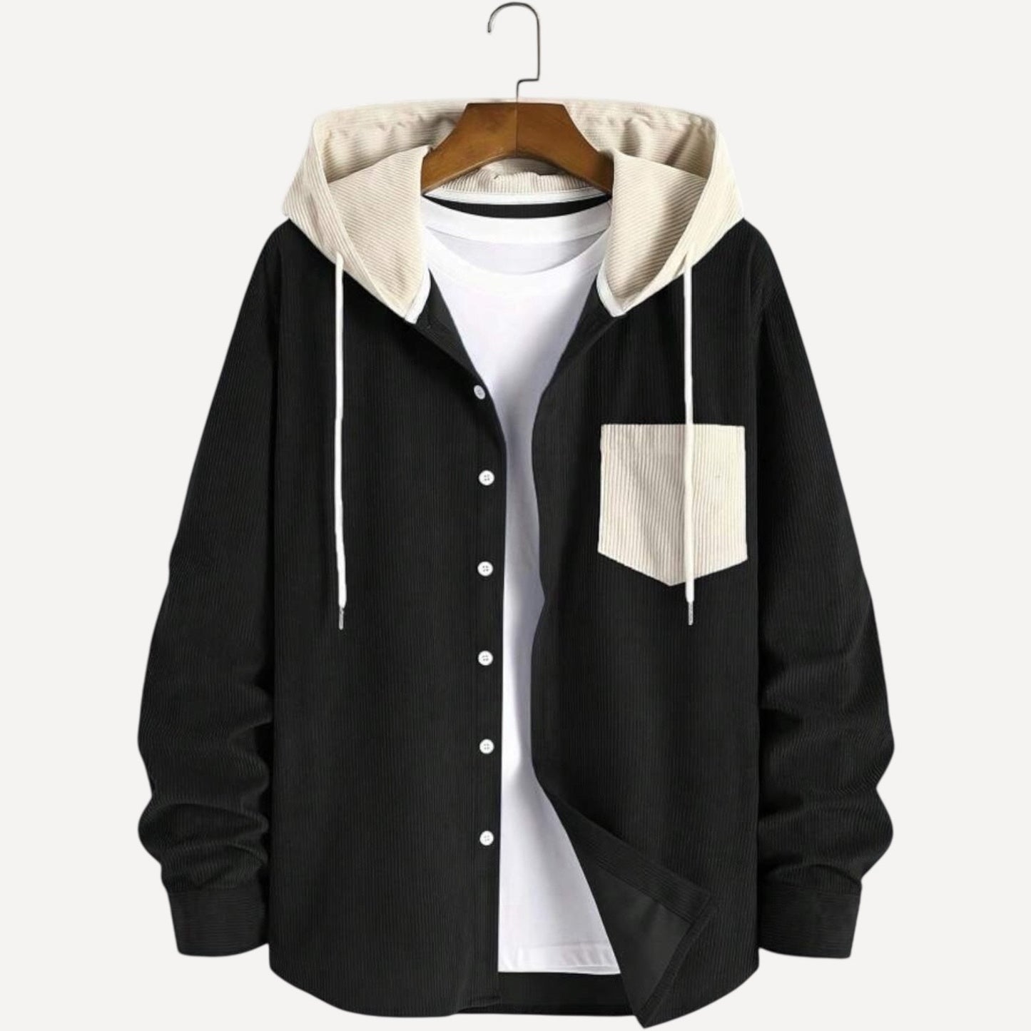 Chaqueta Corduroy Bicolor con Capucha