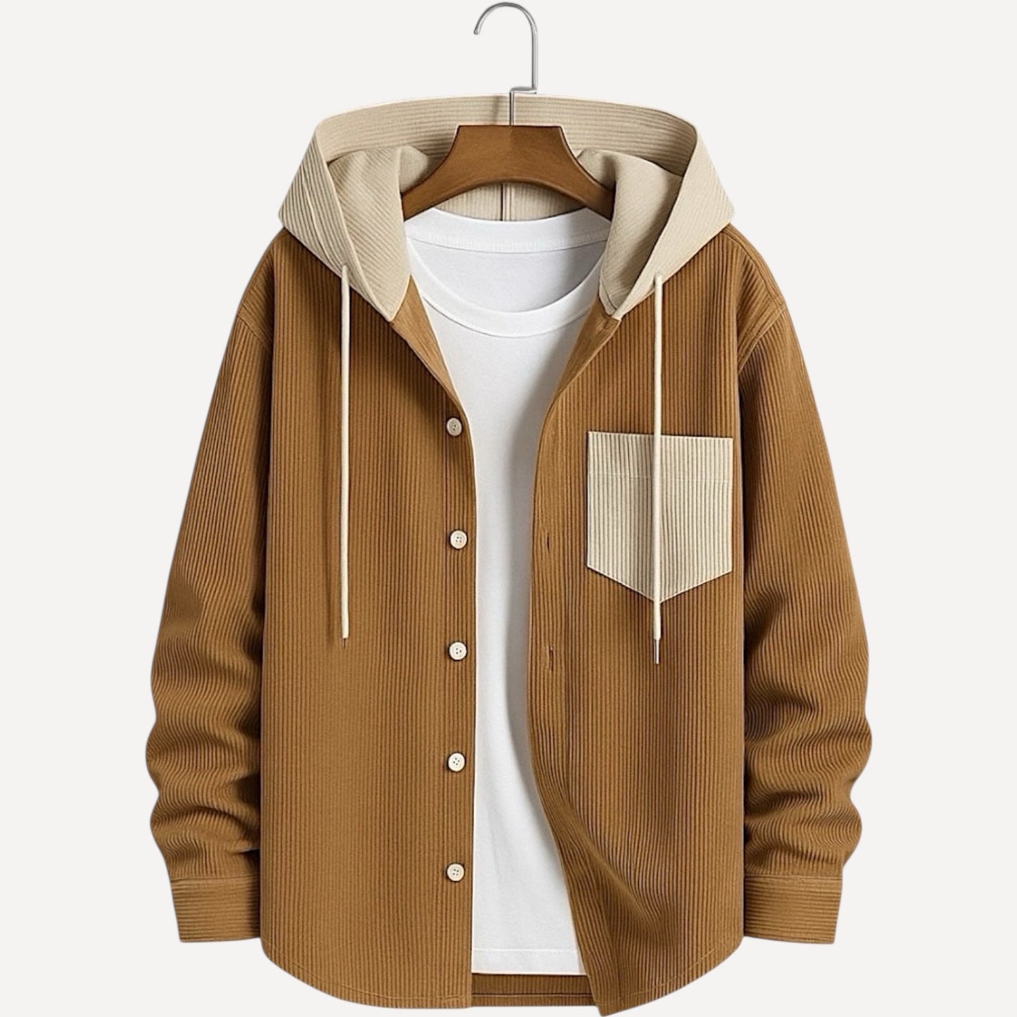 Chaqueta Corduroy Bicolor con Capucha